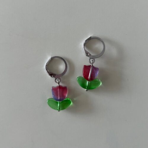 Red Tulip Earrings