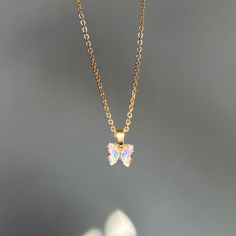 Butterfly Necklace - Light Pink