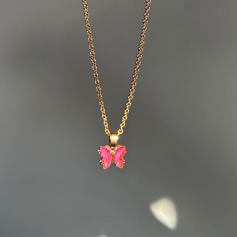 Butterfly Necklace - Pink