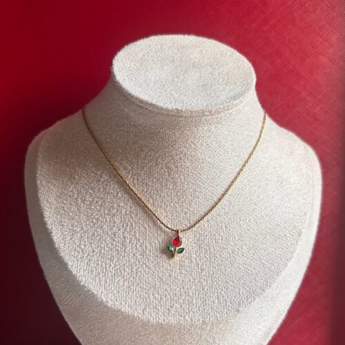 Red Tulip Necklace with Earrings