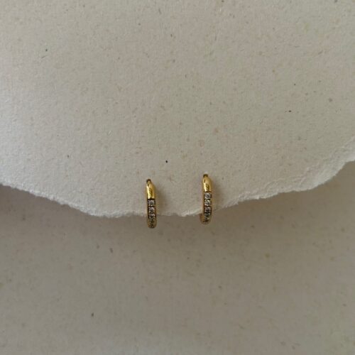 Pavé Line Mini Hoops